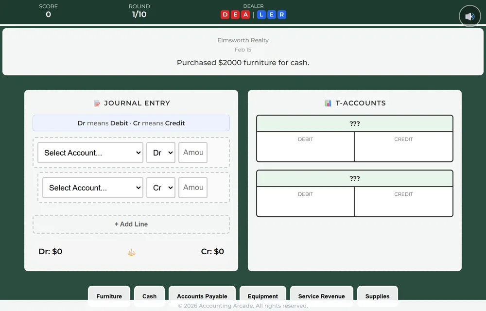 Build the journal entry in play, from CH2-G20